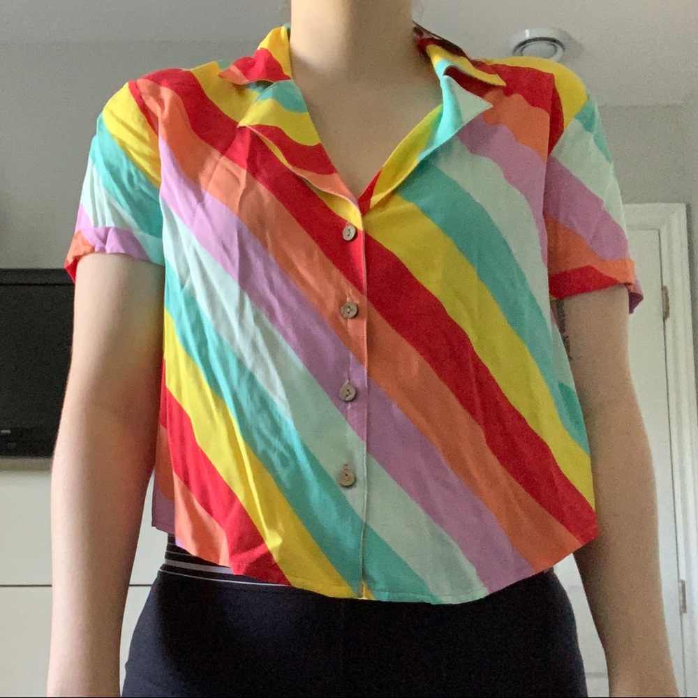 forever 21 cropped button down shirt